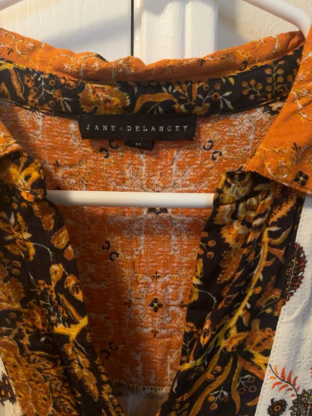 Jane and Delancey Patchwork Button-Front Tunic in Orange, White & Brown - Picture 2 of 2